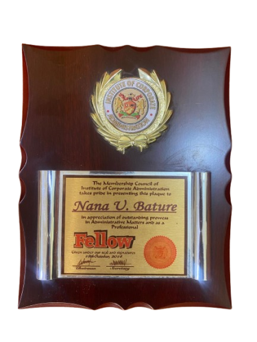 In appreciation of outstanding prowess in Administrative Matters as a Professional